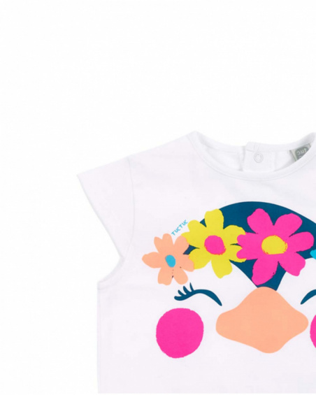 T-shirt branca de menina em malha pinguim Coleção Laguna Beach