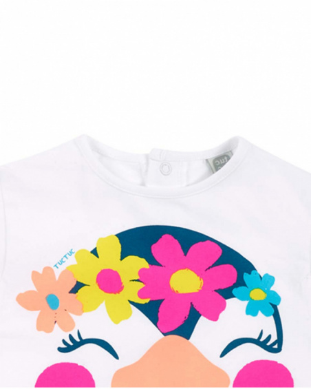 T-shirt branca de menina em malha pinguim Coleção Laguna Beach