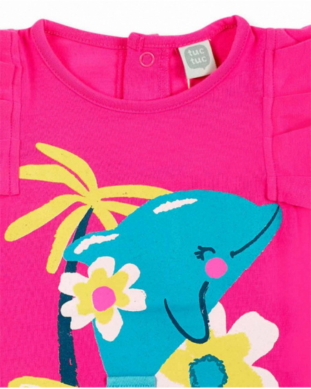 Conjunto de malha fúcsia para menina Coleção Laguna Beach