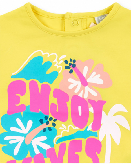 Conjunto de malha branco amarelo de menina Coleção Laguna Beach
