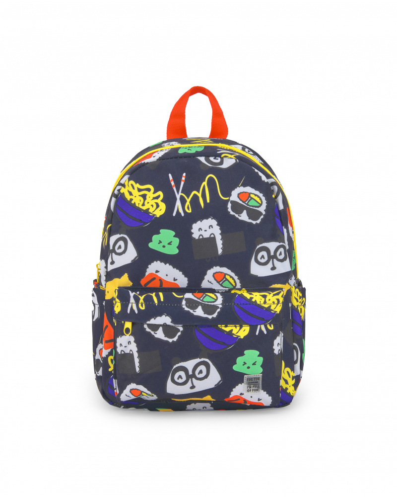 Mochila cinza de menino Coleção Hey Sushi