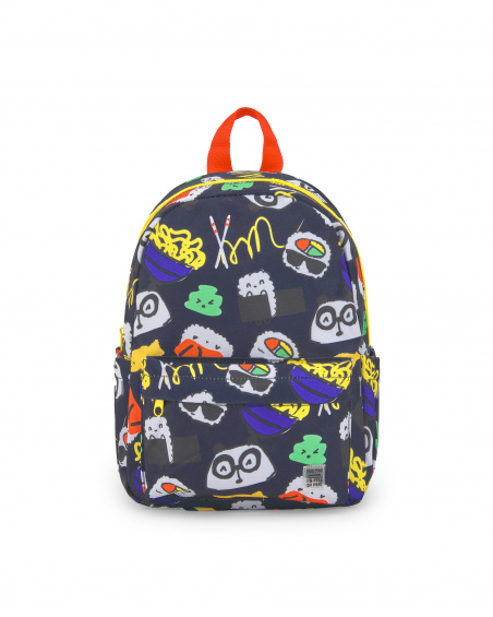 Mochila cinza de menino Coleção Hey Sushi