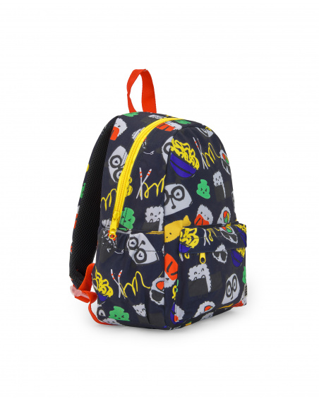 Mochila cinza de menino Coleção Hey Sushi