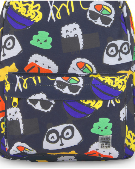 Mochila cinza de menino Coleção Hey Sushi