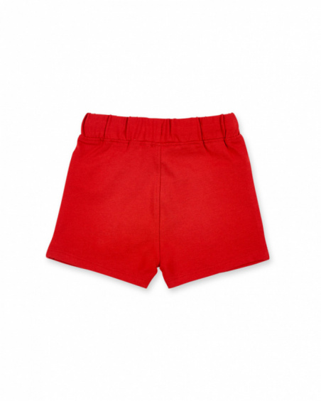 Bermudas de menino em malha vermelha Coleção Hey Sushi