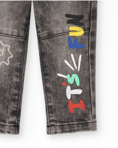 Calça jeans cinza menino Coleção Hey Sushi