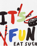 T-shirt branca de menino em malha sem mangas Coleção Hey Sushi