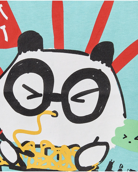 T-shirt de malha azul para menino Coleção Hey Sushi