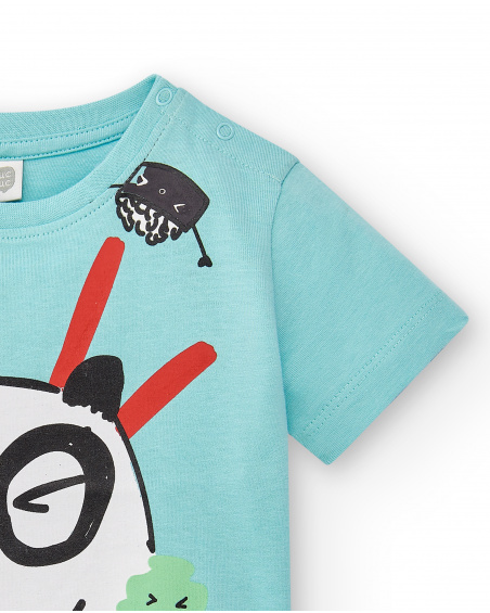 T-shirt de malha azul para menino Coleção Hey Sushi