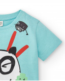 T-shirt de malha azul para menino Coleção Hey Sushi