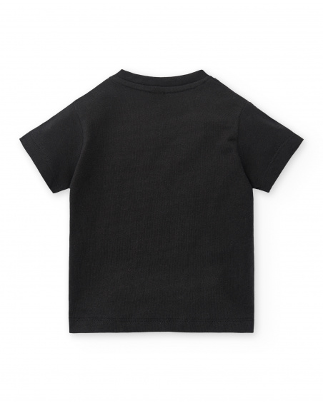 T-shirt preta de menino em malha Coleção Hey Sushi