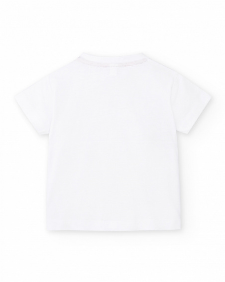 T-shirt branca de menino em malha Coleção Hey Sushi
