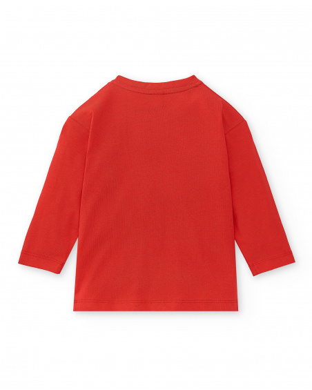 T-shirt longa de malha vermelha para menino Coleção Hey Sushi