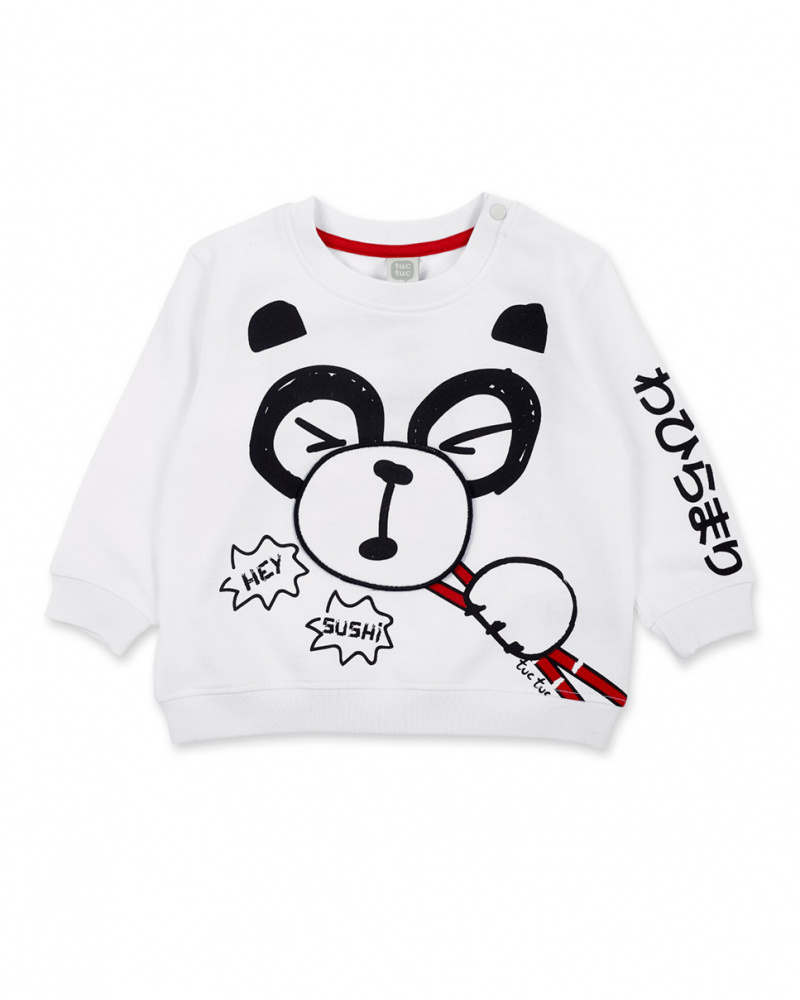 Moletom de pelúcia branco para menino Coleção Hey Sushi