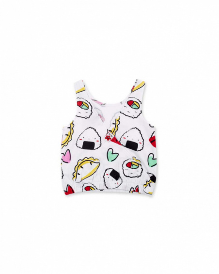 Camisola de malha branca de menina Coleção Hey Sushi