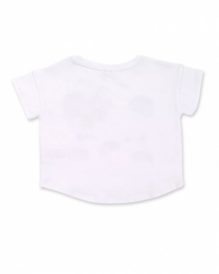 T-shirt de malha branca panda para menina Coleção Hey Sushi