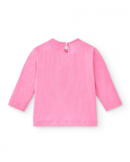 T-shirt comprida de malha rosa para menina Coleção Hey Sushi