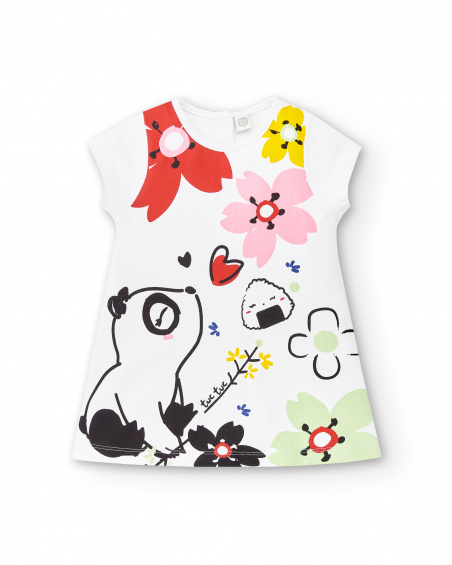 Vestido de malha branco de menina Coleção Hey Sushi