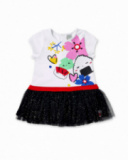 Vestido de menina em malha de tule branco preto Coleção Hey