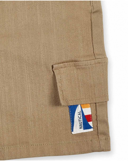 Calções bermudas lisas bege de menino Coleção Kayak Club