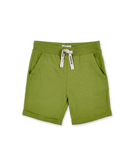 Bermuda de malha verde cáqui para menino Coleção Basics Boy