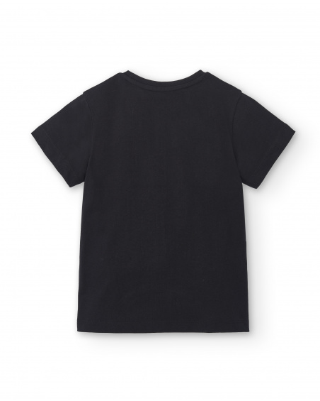 T-shirt preta de menino em malha Coleção Tenerife Surf