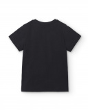 T-shirt preta de menino em malha Coleção Tenerife Surf