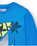 T-shirt comprida de malha azul para menino Coleção Tenerife Surf