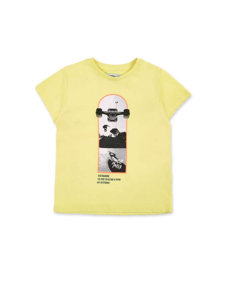 T-shirt amarela de menino em malha Coleção Skating World