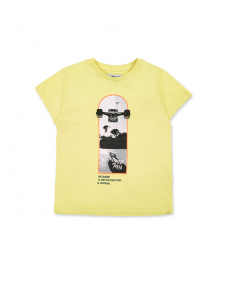 T-shirt amarela de menino em malha Coleção Skating World