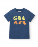 T-shirt azul de menino em malha 'Skater' Coleção Skating World