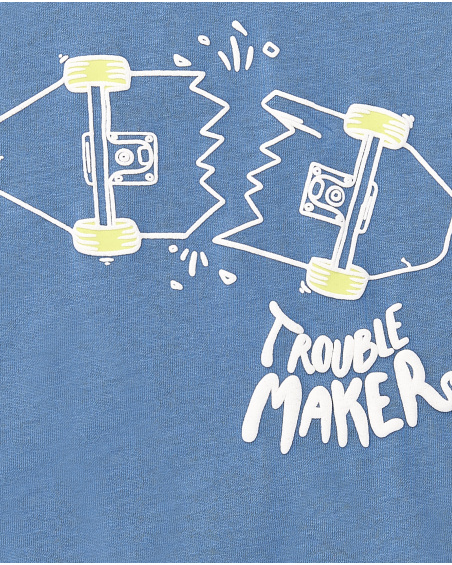 T-shirt de malha azul para menino Coleção Skating World