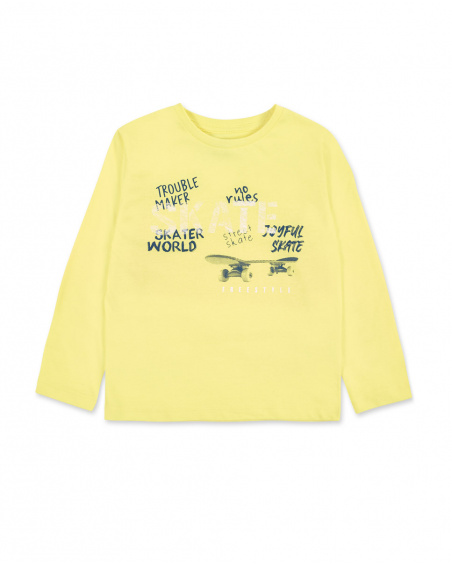 T-shirt longa de malha amarela para menino Coleção Skating World