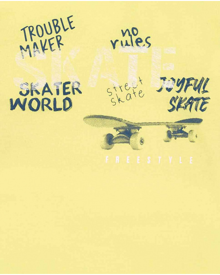 T-shirt longa de malha amarela para menino Coleção Skating World