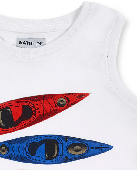 Camisola de malha branca de menino Coleção Kayak Club