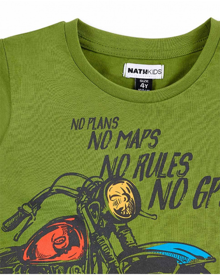 T-shirt cáqui de malha para motociclista para menino Coleção My