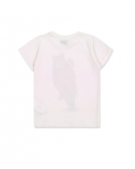 T-shirt branca de menino em malha Coleção My Plan To Escape