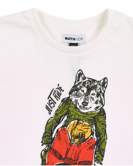 T-shirt branca de menino em malha Coleção My Plan To Escape