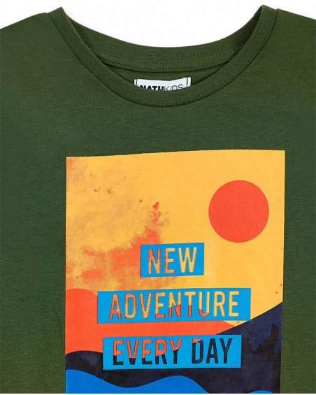 T-shirt cáqui de menino em malha Coleção My Plan To Escape