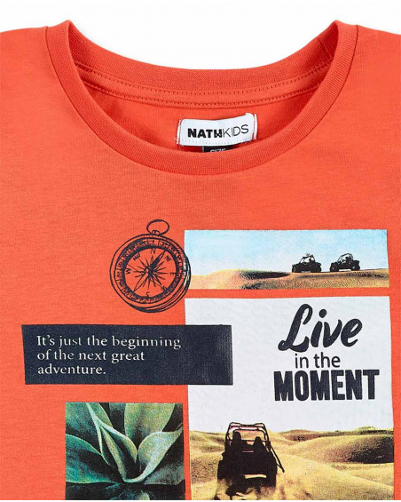 T-shirt de menino em malha laranja Coleção My Plan To Escape