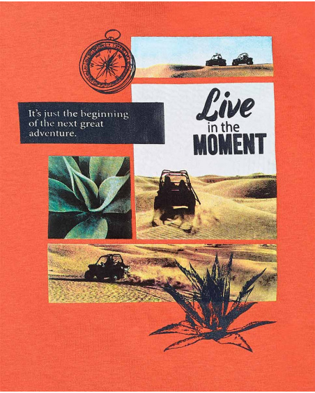 T-shirt de menino em malha laranja Coleção My Plan To Escape