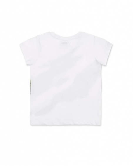 T-shirt branca de menino em malha de crocodilo Coleção
