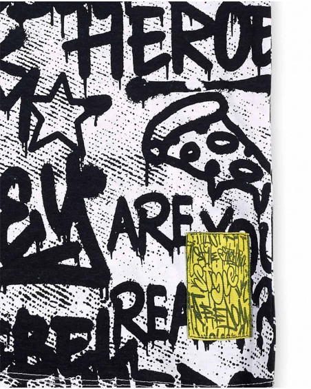 T-shirt de malha branca graffiti para menino Coleção Urban