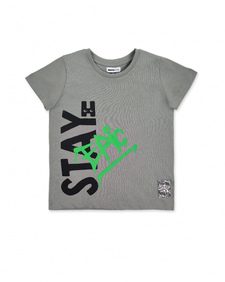 T-shirt de menino em malha cinzenta Coleção Urban Attitude