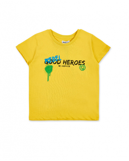T-shirt amarela de menino em malha Coleção Urban Attitude