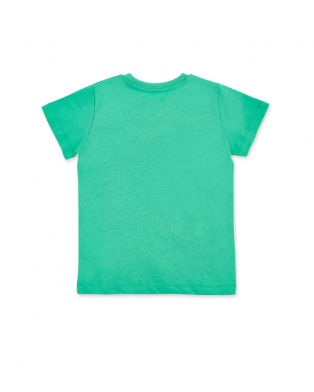 T-shirt verde de menino em malha Coleção Game Mode