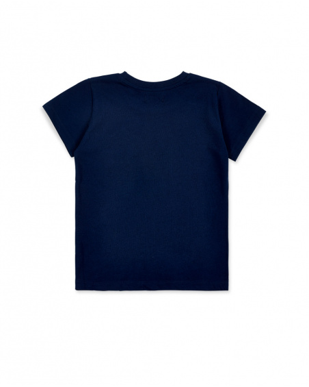 T-shirt de malha azul marinho para menino Coleção Game Mode