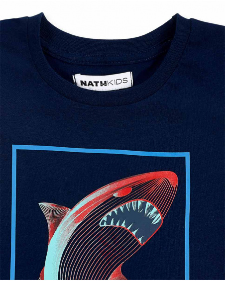 T-shirt de malha azul marinho para menino Coleção Game Mode