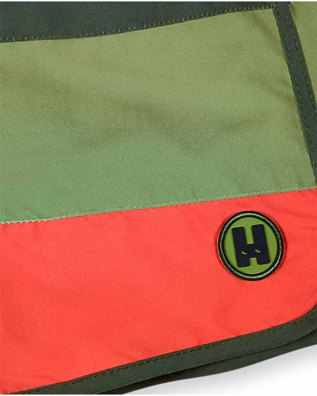 Fato de banho bermuda cáqui laranja de menino Coleção My Plan