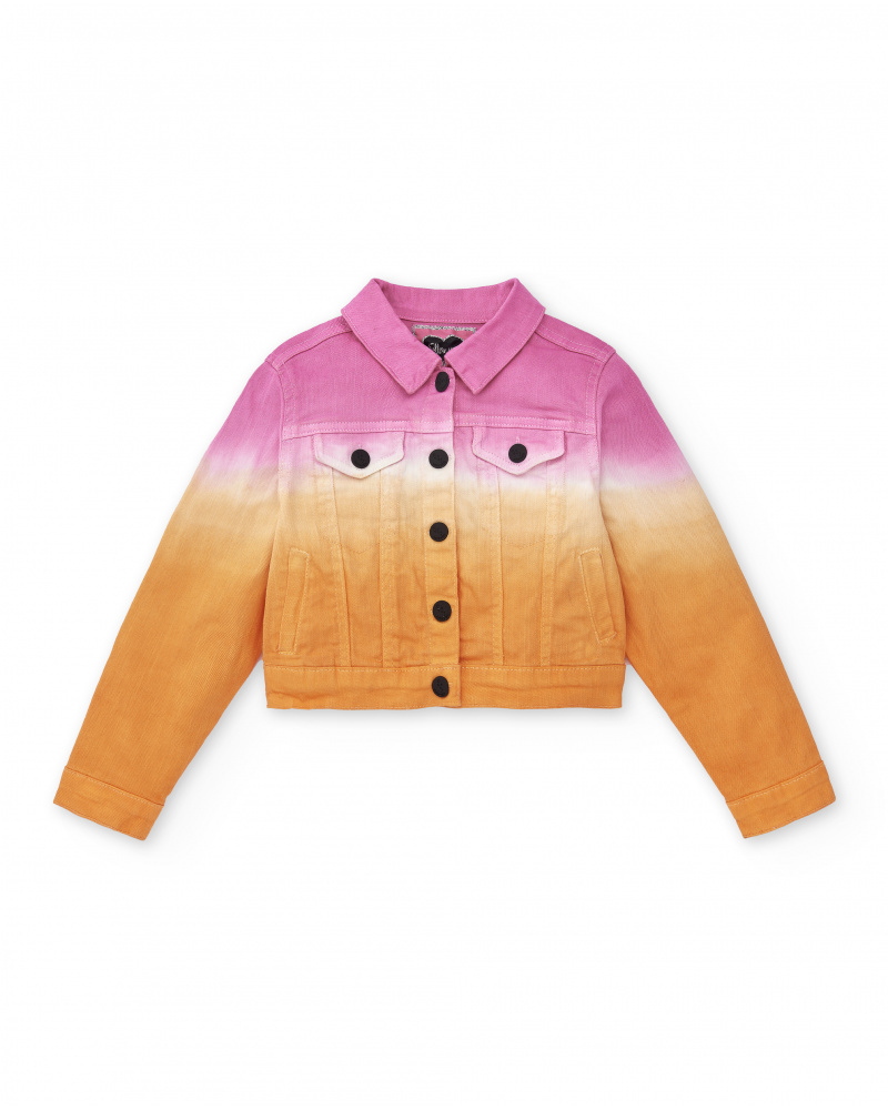 Jaqueta jeans rosa laranja para meninas Coleção Sunday Brunch
